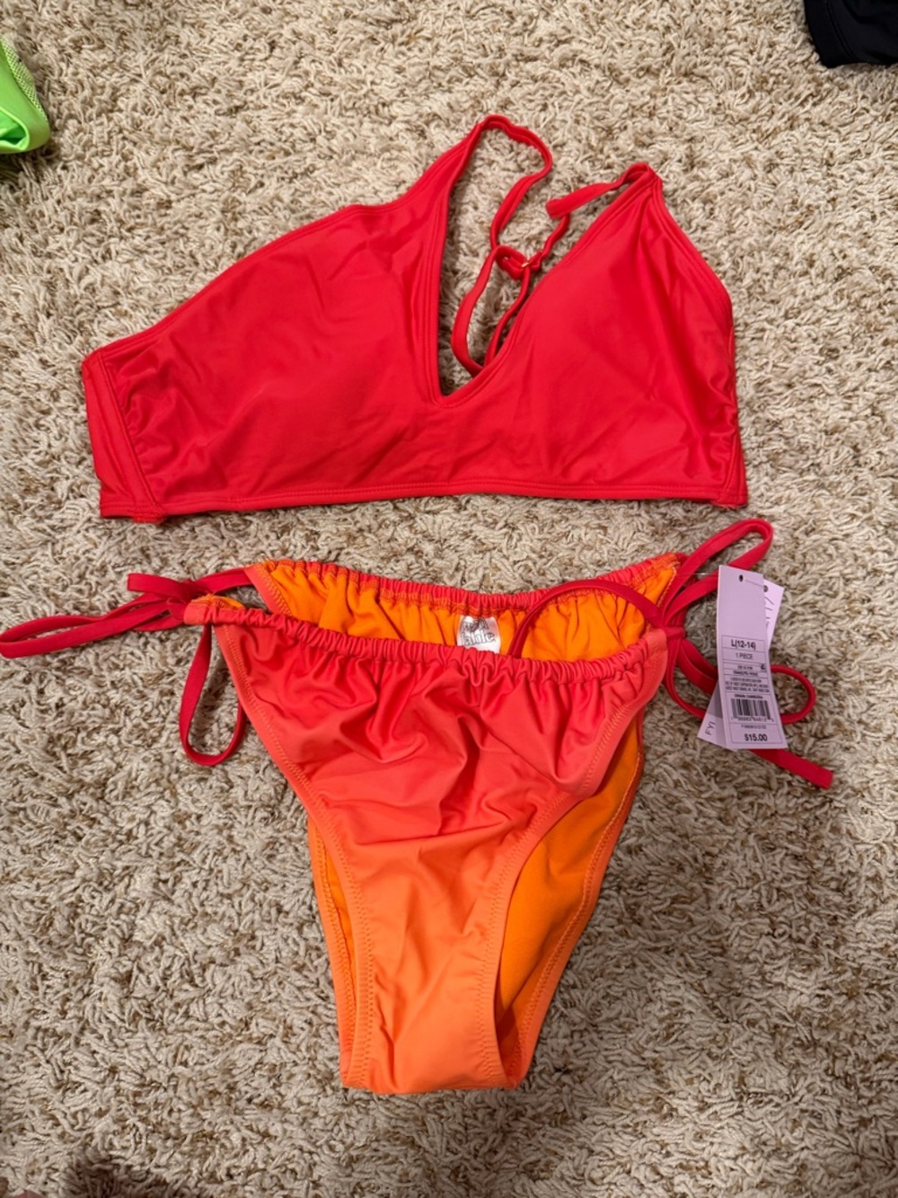 wild fable Red and Orange Ombre Tie-Side Bikini Set